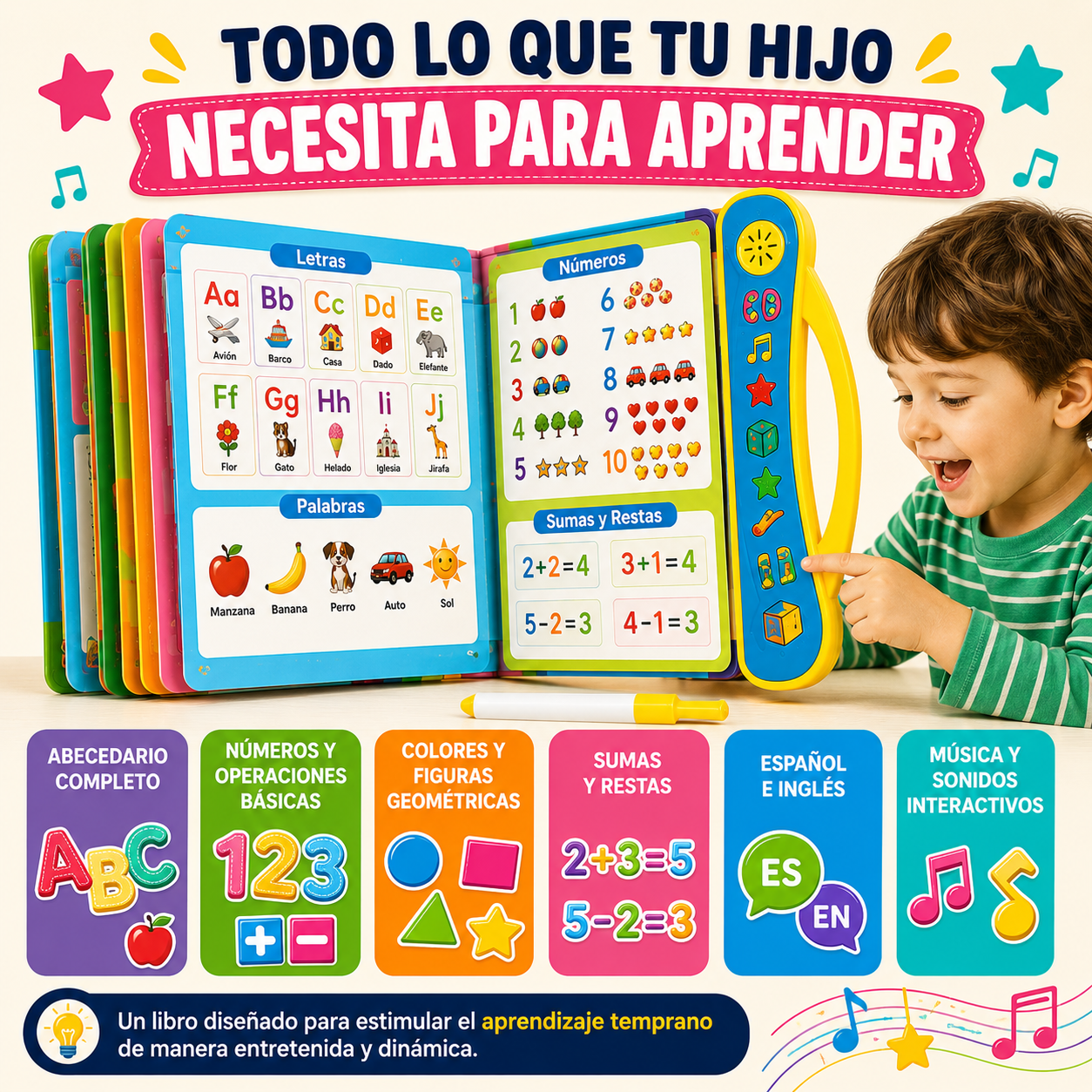 LIBRO EDUCATIVO CON SONIDO - MENOS PANTALLA, MÁS APRENDIZAJE
