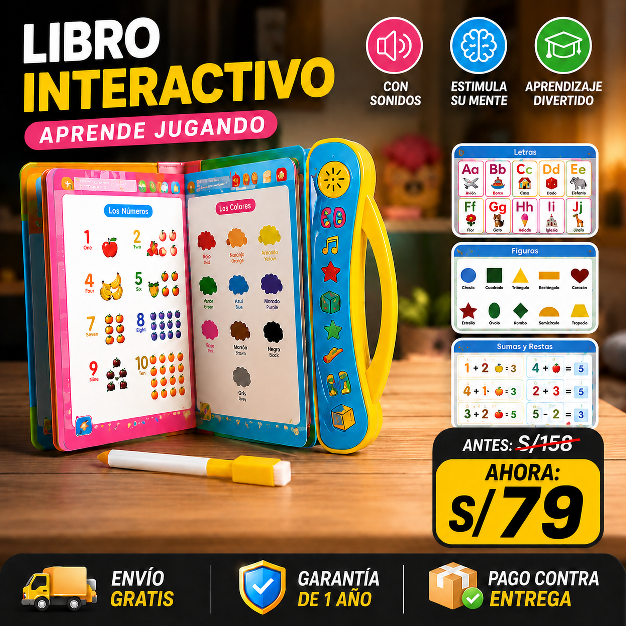 LIBRO EDUCATIVO CON SONIDO - MENOS PANTALLA, MÁS APRENDIZAJE