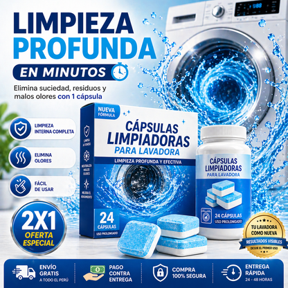 CÁPSULAS LIMPIADORAS PARA LAVADORA 2X1 - PODER AL INSTANTE