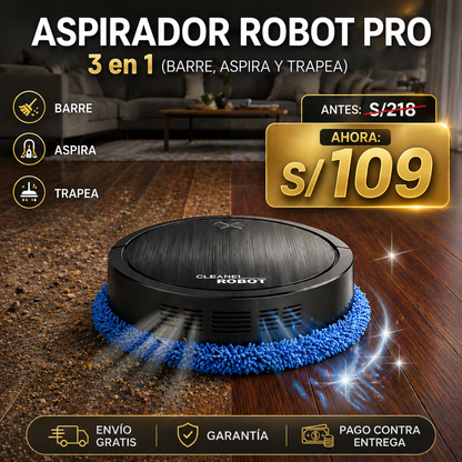 ASPIRADORA ROBOT INTELIGENTE - 3 EN 1 (BARRE, ASPIRA Y TRAPEA)