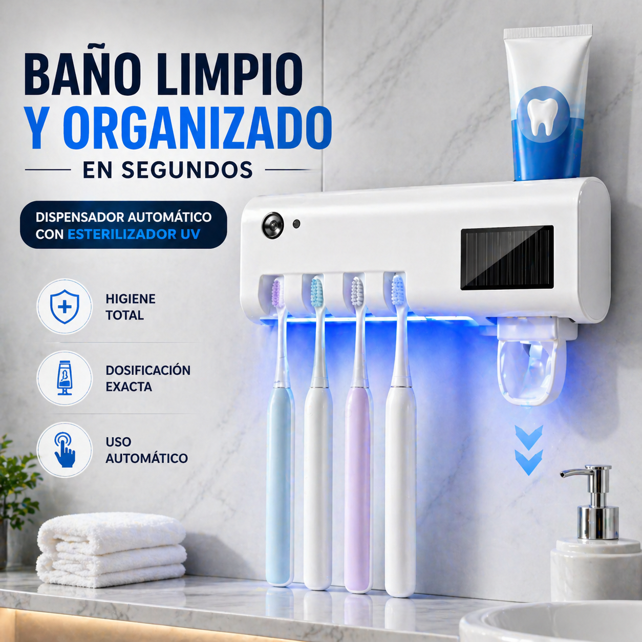DISPENSADOR DE PASTA DENTAL UV + SET DE CEPILLO GRATIS
