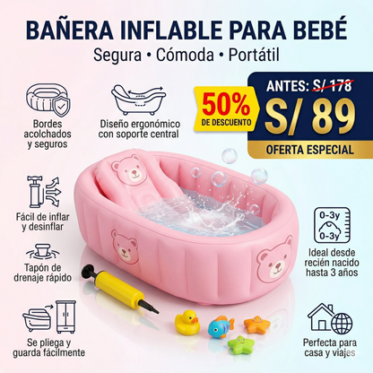 BAÑERA INFLABLE PARA BEBÉ – BAÑA A TU BEBÉ SIN RIESGOS
