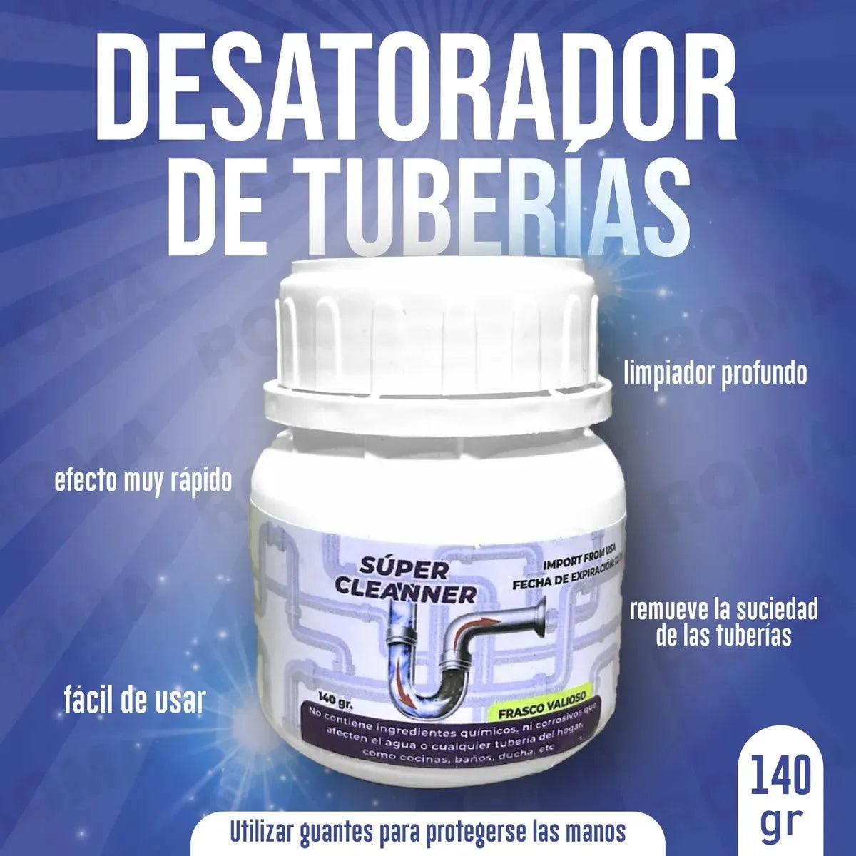 POLVO DESTAPADOR DE TUBERÍAS 2X1 - PODER AL INSTANTE